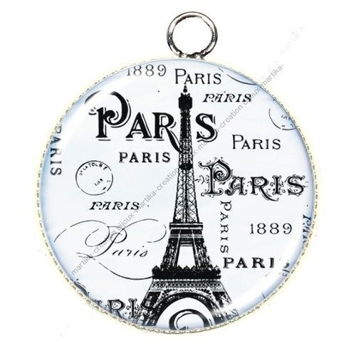 Pendentif cabochon en résine epoxy paris n°35 