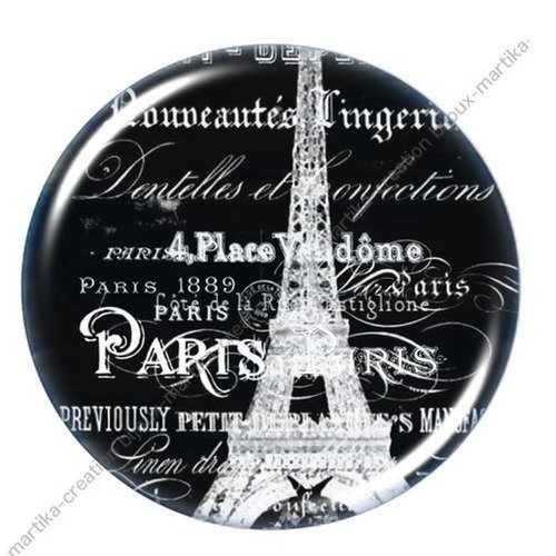 Cabochon ø 25mm à collé epoxy paris n°47 fait-main 