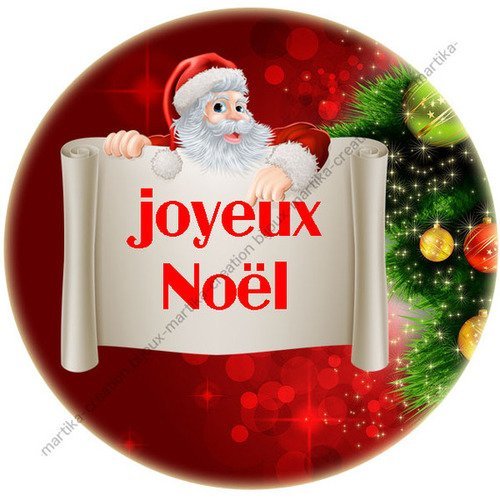 Cabochon ø 25mm à collé epoxy joyeux noel n°34 fait-main 