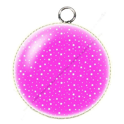 Pendentif cabochon èpoxy 25 mm étoiles n°26 