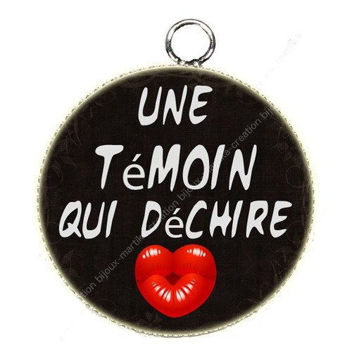 1 pendentif cabochon 25 mm une témoin qui déchire fait main n°35 