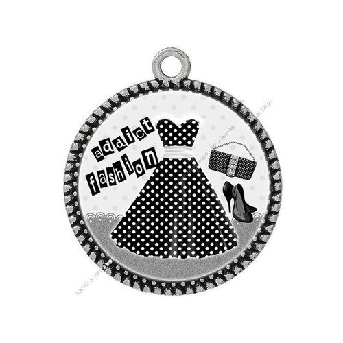 1 pendentif cabochon 20 mm addict fashion fait main n°109 