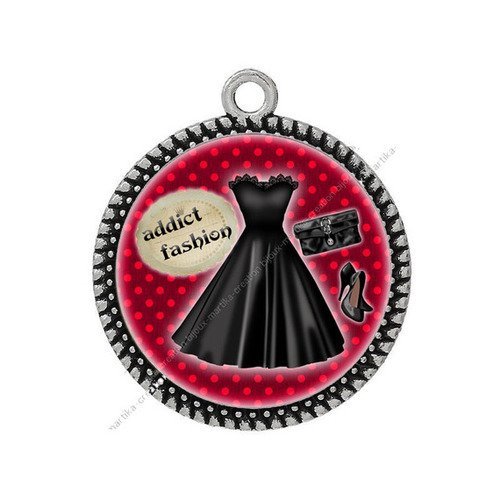 1 pendentif cabochon 20 mm addict fashion fait main n°106 