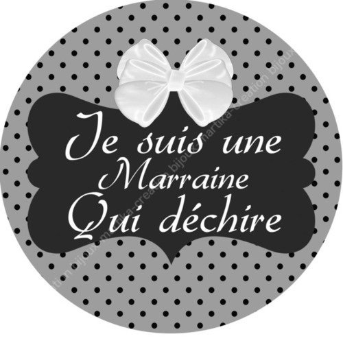 Cabochon à coller résine 25 mm je suis une marraine qui déchire n°99 fait-main 