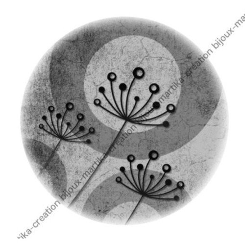 Cabochon à coller 25 mm  fleur pissenlit  résine image n°50 