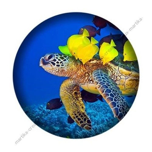 1 cabochon tortue à collé n°14 fait main 