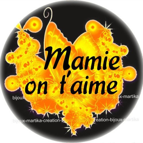 Cabochon a coller a coller cabochon epoxy 25 mm  mamie on t&#039;aime n°24  fait-main 