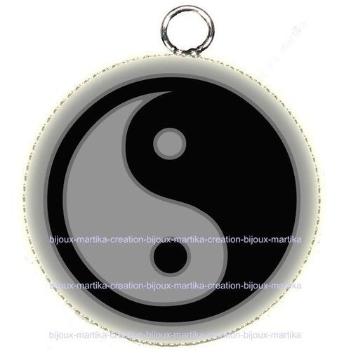 Pendentif cabochon en résine epoxy yin yang meditation creation française n°19 