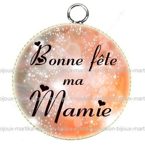 Pendentif cabochon 25mm en epoxy résine je suis une mamie qui dechire n°52 fait main 