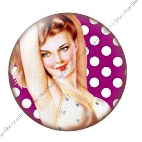 Cabochon a coller  résine 25 mm pin up n°28 fait main 