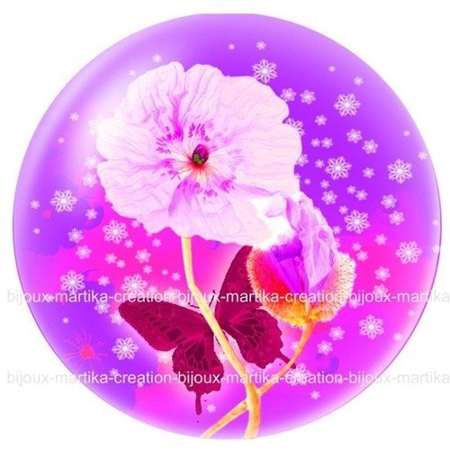 Cabochon a coller 25 mm  &quot;fleur coquelicot&quot; resine image n°10 