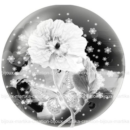 Cabochon a coller 25 mm  &quot;fleur coquelicot&quot; resine image n°9 