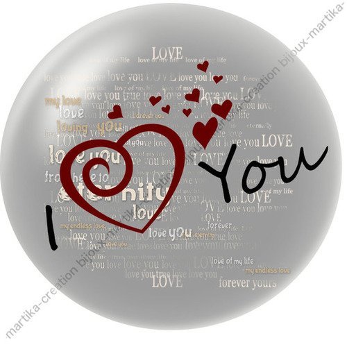 Cabochon a coller 25 mm  jy love you resine image n°28 