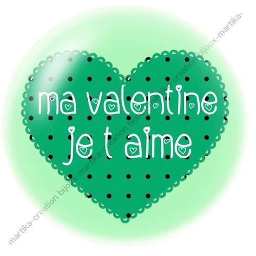 Cabochon a coller 25 mm ma valentine je t&#039;aime resine image n°20 