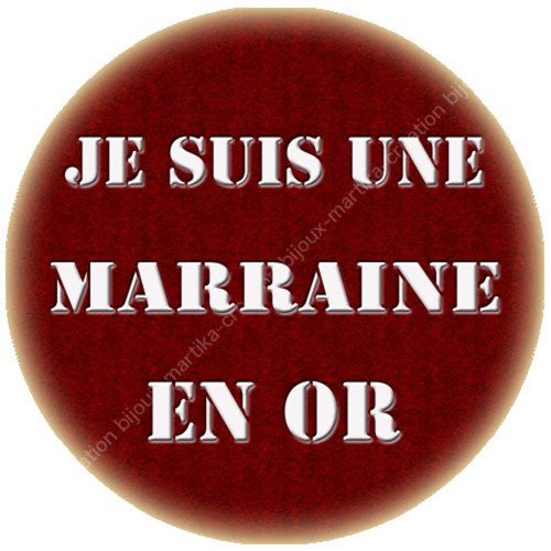 A coller cabochon epoxy 25 mm je suis une marraine en or n°19 fait-main 