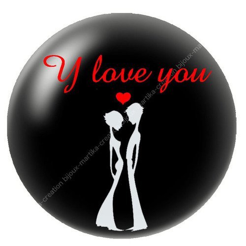 Cabochon a coller 25 mm y love you resine image n°8 