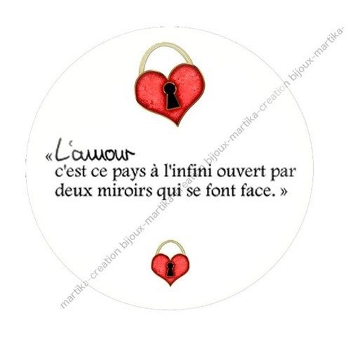 Cabochon a coller 25 mm proverbe l&#039;amour resine image n°8 