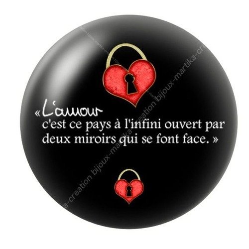 Cabochon a coller 25 mm proverbe l&#039;amour resine image n°7 