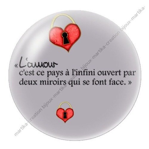 Cabochon a coller 25 mm proverbe l&#039;amour resine image n°9 