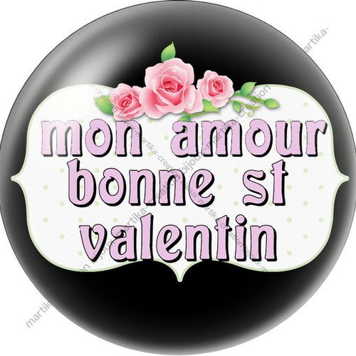 Cabochon a coller 25 mm mon amour bonne saint valentin resine image n°1 