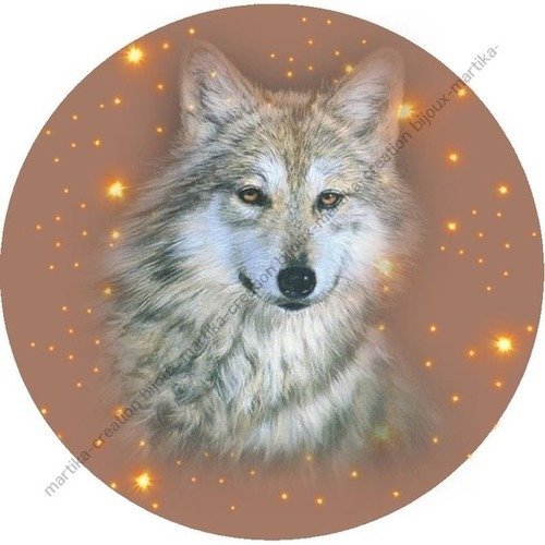 Cabochon a coller 25 mm loup resine image n°18 