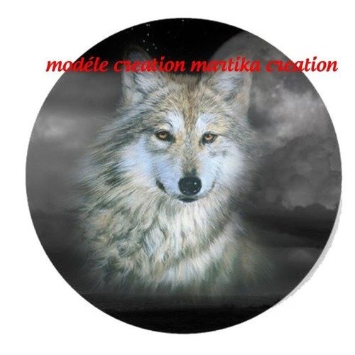 Cabochon a coller 25 mm loup resine image n°17 
