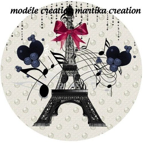 Cabochon a coller  epoxy 25 mm  paris tour eiffel n°7 