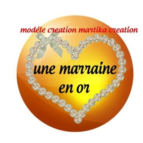 A coller cabochon epoxy 25 mm une marraine en or n°8 fait-main 