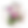 Pendentif cabochon fleur rose métal argenté et époxy 25 mm n°9 