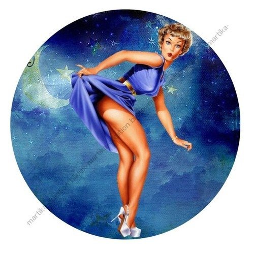 A coller cabochon epoxy 25 mm pin up n°11 fait-main 