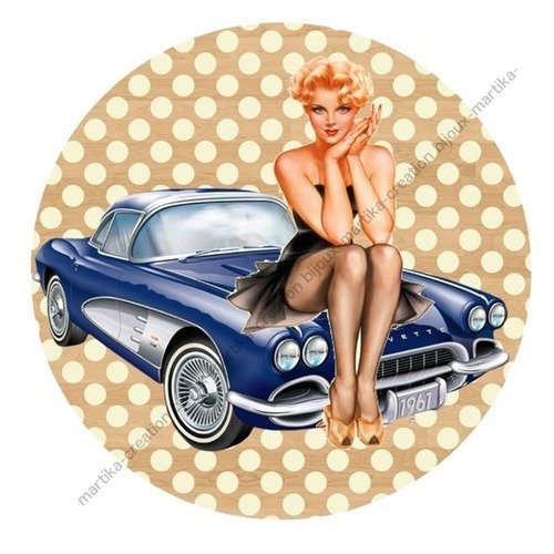 A coller cabochon epoxy 25 mm pin up n°10 fait-main 