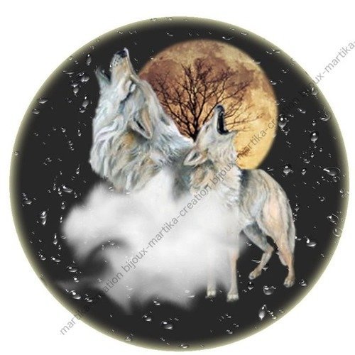 Cabochon a coller 25 mm loup resine image n°15 