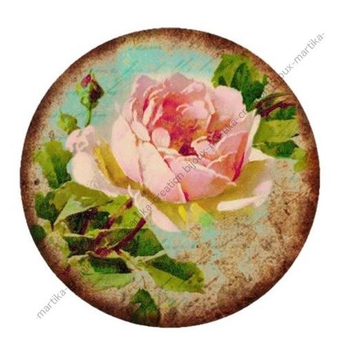 Cabochon a coller 25 mm fleur rose resine image n°14 