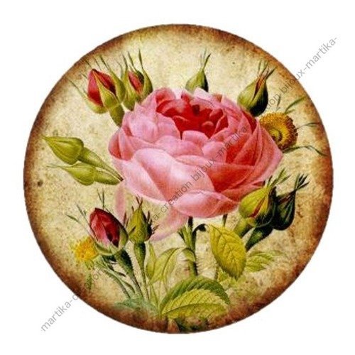 Cabochon a coller 25 mm fleur rose resine image n°13 
