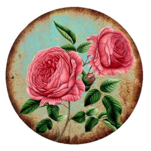 Cabochon a coller 25 mm fleur rose resine image n°12 
