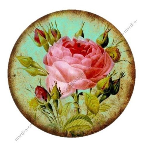 Cabochon a coller 25 mm fleur rose resine image n°10 