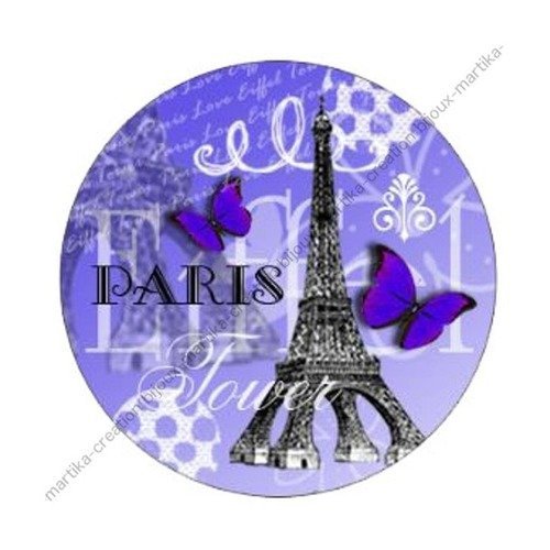 Cabochon a coller  epoxy 25 mm  paris tour eiffel n°1 