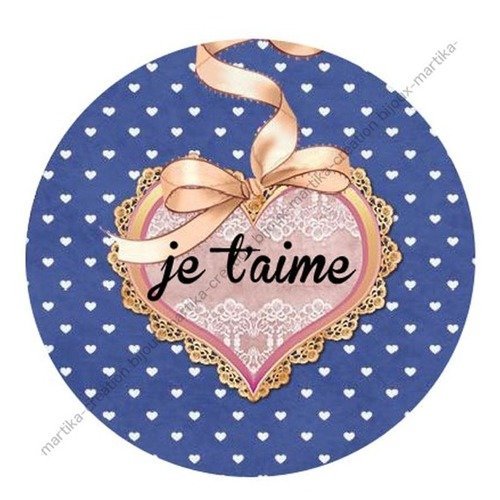 A coller cabochon resine epoxy 25 mm je t&#039;aime  n°4 