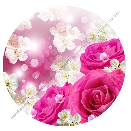 Cabochon a coller 20 mm  &quot;fleur rose resine image n°1 