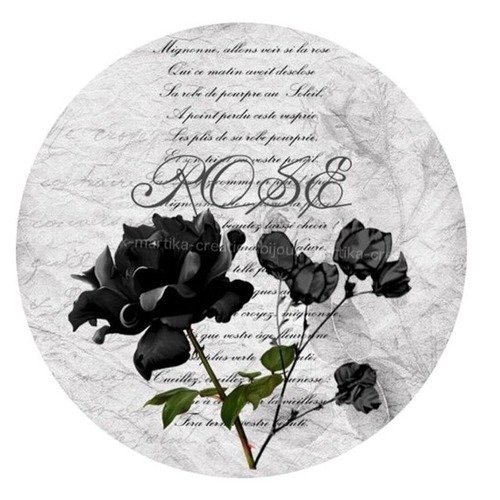 Cabochon a coller 25 mm  &quot;rose noire &quot; resine image n°3 