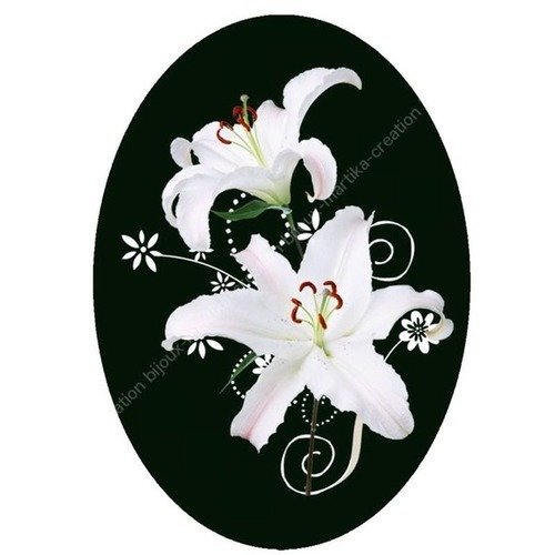 Cabochon ovale résine a coller de 25 x 18 mm fleur  n°2 