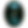 Cabochon ovale résine a coller de 25 x 18 mm fleur coquelicot turquoise n°1 