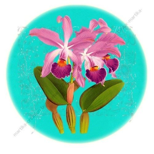 Cabochon résine a coller de 25 mm fleur orchidée fuschia n° 1 