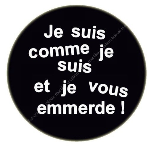 Cabochon a coller  résine 25 mm &quot;je suis comme je suis &quot;n°1 fait main 