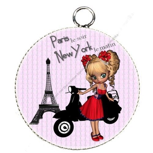 Pendentif cabochon 25mm en epoxy résine lolita a paris n°5 fait main 