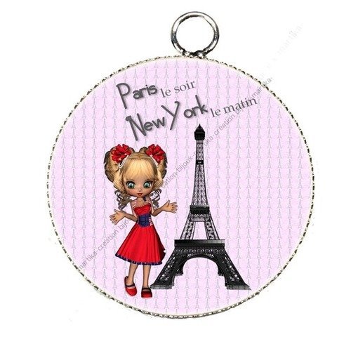 Pendentif cabochon 25mm en epoxy résine lolita a paris n°4 fait main 