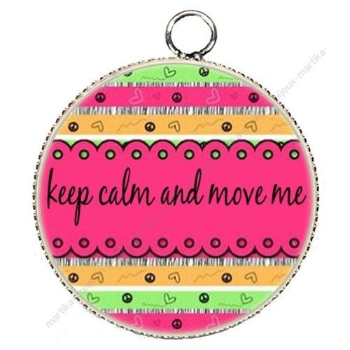 Pendentif cabochon en résine epoxy &quot; keep calm and love me &quot; 25 mm creation française n°1