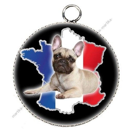 Pendentif charms cabochon en résine epoxy drapeau bulldog  français créations bijoux n°2