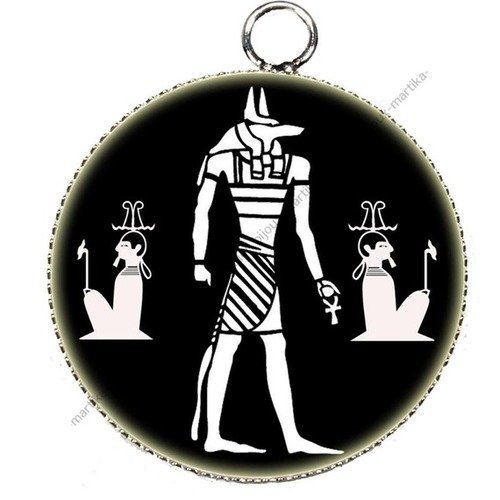 Pendentif charms metal argenté cabochon en résine epoxy egypte créations bijoux n°8