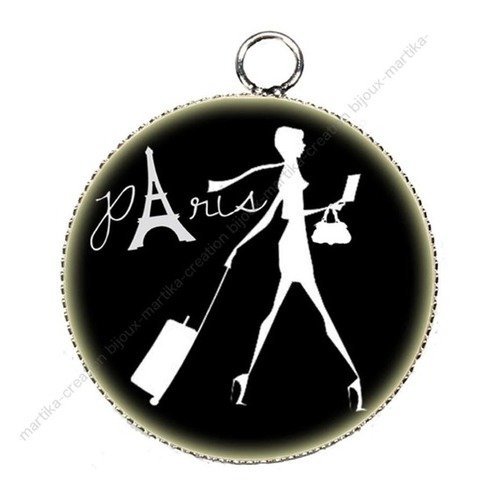 Pendentif charms cabochon en résine epoxy pin up shopping créations bijoux pu16